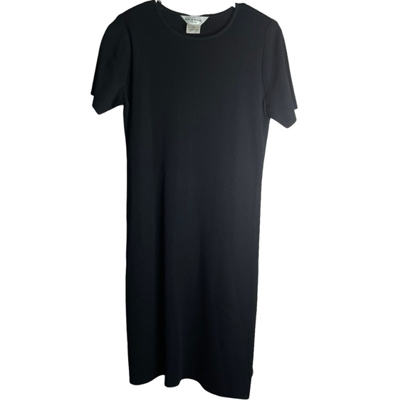 Exclusively Misook Dress Womens XS Petite Black Knit Sheath Cap Sleeve - Picture 1 of 7